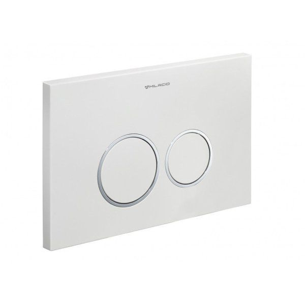 Клавиша смыва для инсталляции Milacio Standart MCU.201 (два режима слива, механическое, белый/кольца хром)R-style