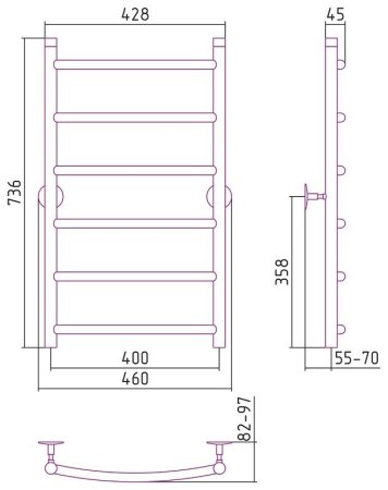 Полотенцесушитель водяной Стилье Универсал-50 80х40 хром
