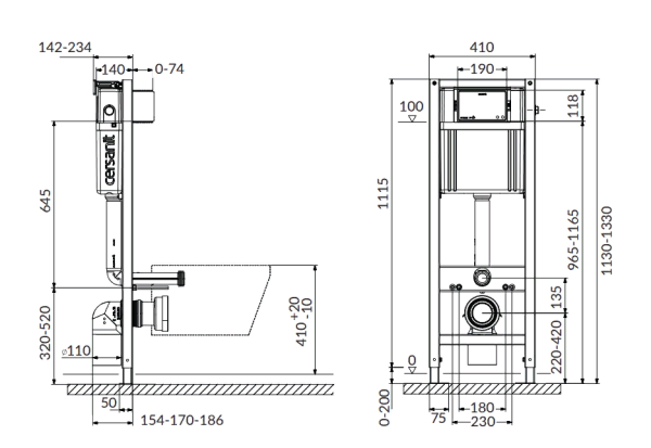Инсталляция Cersanit AQUA  Cersanit SMART М 40Z для унитаза механическая оцинкованная 63480