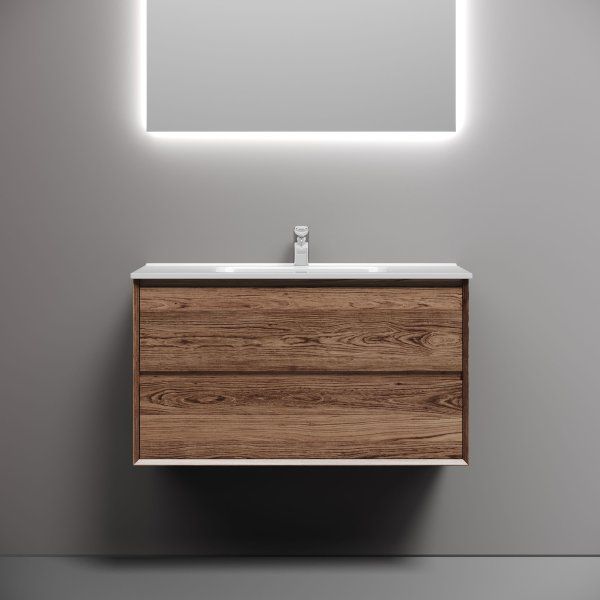 Тумба подвесная SANCOS Marmi 2.0 890х445х520 с двумя ящиками оснащенными доводчиками скрытого монтажа, дуб чарльстон, MR2.090ECH