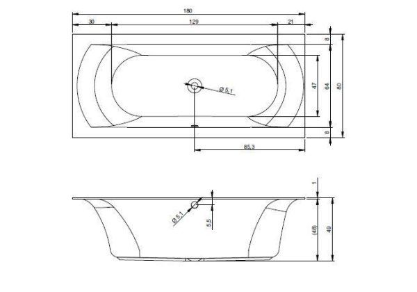 Ванна акриловая Riho Linares Velvet  BT4610500000000 180x80