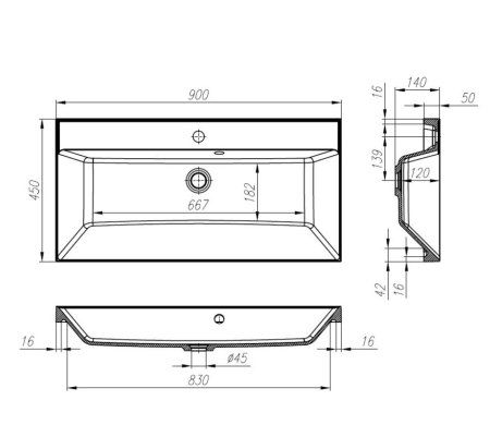 Раковина BelBagno BB900/450-LV-ART-AST-NERO 90 черный