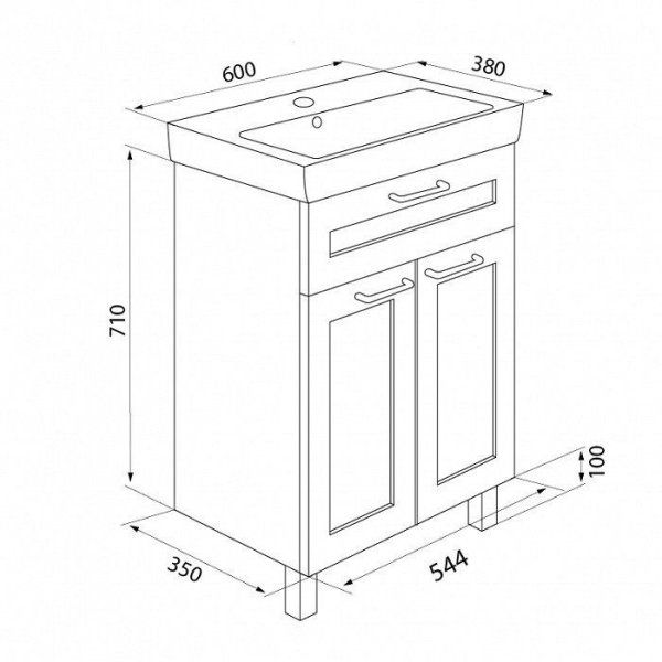 Тумба с раковиной IDDIS Sena SEDTN6ON0WJH2iPT95UAK белый/дерево