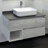 Тумба-умывальник COMFORTY Comforty Прага-90 дуб белый со светло-серой столешницей с раковиной Comforty T-Y9378
