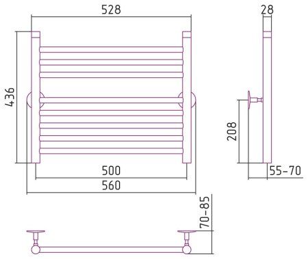 Полотенцесушитель водяной Стилье Универсал-53 50х50 хром