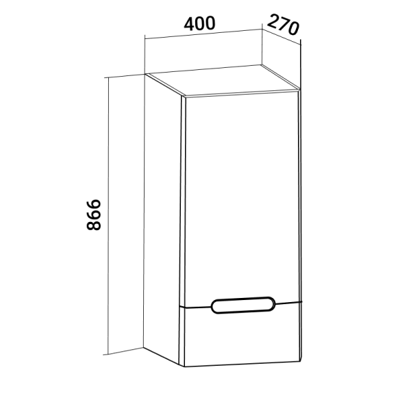 Шкаф навесной Runo Парма 40 левый (00-00001145)