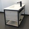 Тумба-умывальник COMFORTY "Бонн-90" дуб дымчатый с  раковиной Quadro 90