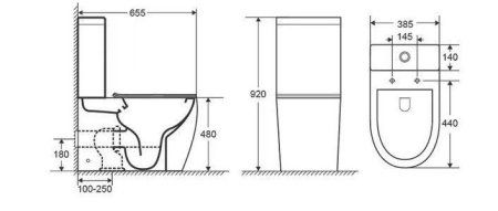 Унитаз напольный Ceramalux 1289A, белый глянец
