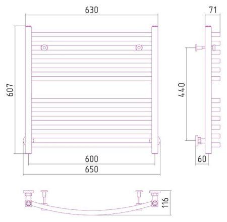 Полотенцесушитель водяной Сунержа Аркус 600х600 пастельный синий