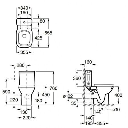 Чаша для унитаза-компакта Roca Debba 34299700Y