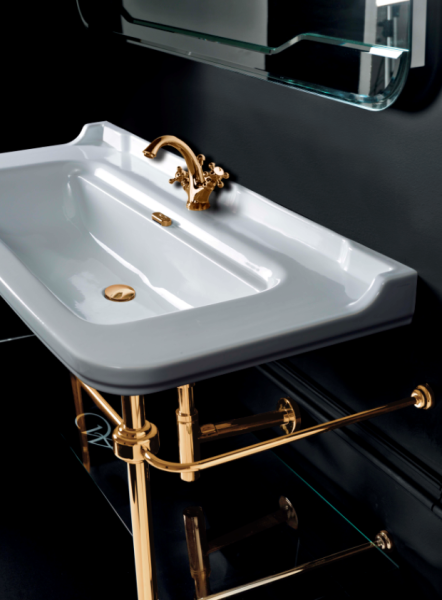 Консоль для раковины Kerasan Waldorf 9195K2oro 150 напольная, с полкой, золото