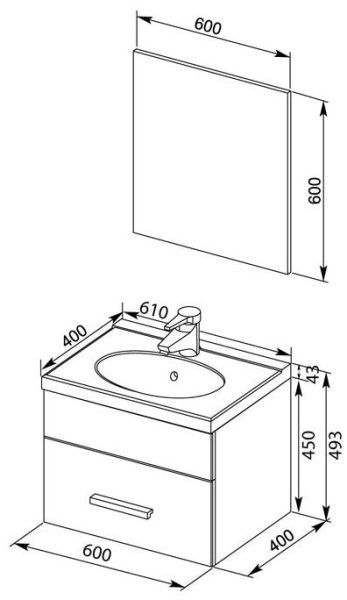 Тумба под раковину Aquanet Данте 00156360 60