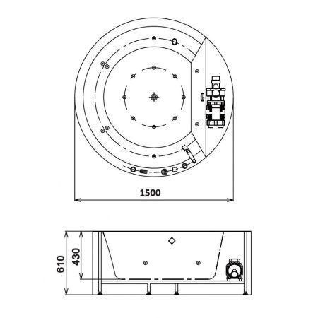 Акриловая ванна Gemy G9230 K с гидромассажем