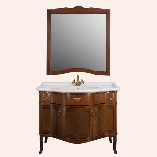 Тумба с раковиной Tiffany World Victory 112 орех, ручки хром, 2 ящика, 3 дверцы