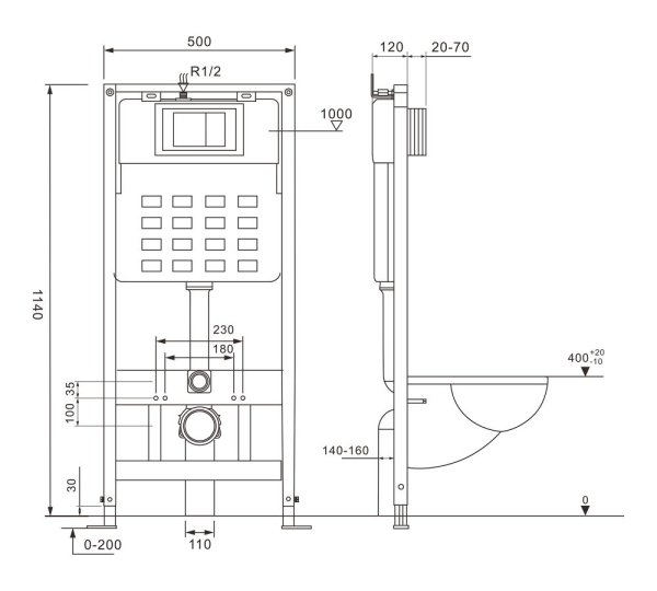 Инсталляция ABBER AC0105 для подвесного унитаза
