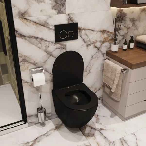 Унитаз подвесной Ceruttispa Ticino Aria CT8918 безободковый, с сиденьем микролифт, черный матовый