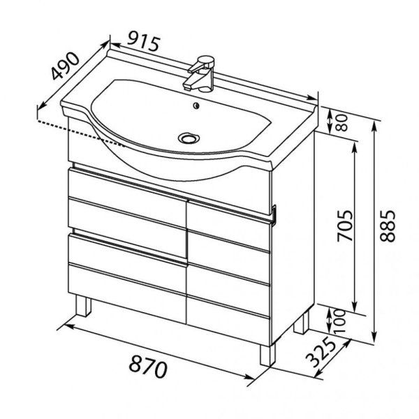 Тумба под раковину  Aquanet Доминика 00177268 90 белая