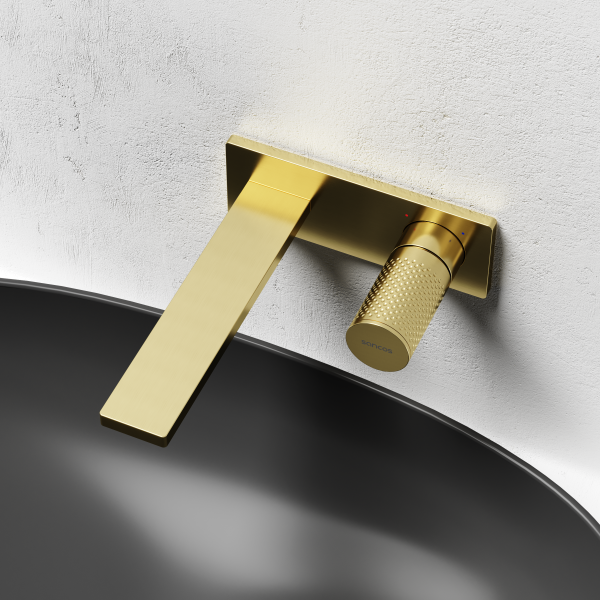 Смеситель для раковины SANCOS Nexus с внутренней частью, брашированное золото, PVD покрытие,  SC9013BG
