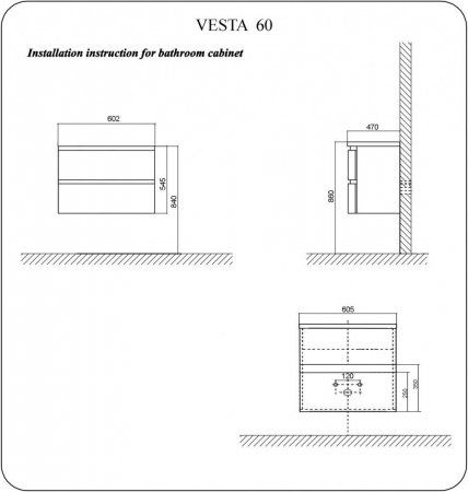 Тумба под раковину La Tezza Vesta LT-VE60-W 60 белый глянец