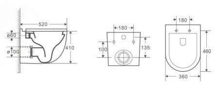 Унитаз подвесной CeramaLux 2198, Бело-Глянцевый