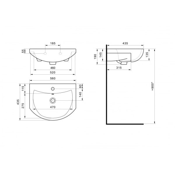Раковина Santek Балтика 1.WH50.1.702, 55 см