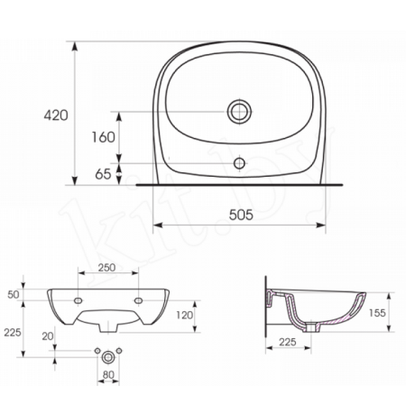 Раковина Cersanit Market UM-M50/1 50
