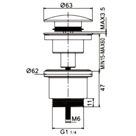Донный клапан Rose RSFB31BJH без перелива