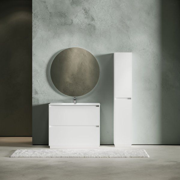 Тумба под раковину SANCOS Libra Floor напольная,  990х450х840, c двумя ящиками оснащенными доводчиками, белый глянец ,  LB100FW