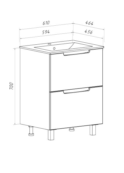Тумба Runo Lina 60 напольная белая под умывальник Teffy 60 (00-00004641)