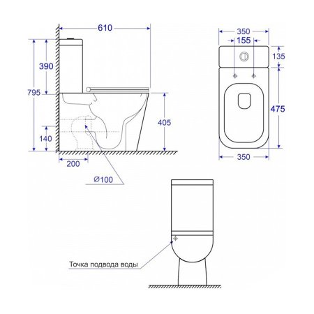 Унитаз напольный WesnaArt EKO 101-EKO05, белый