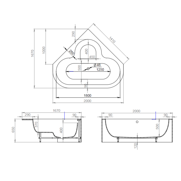 Ванна Salini Igina 101211M 200х167 белый матовый