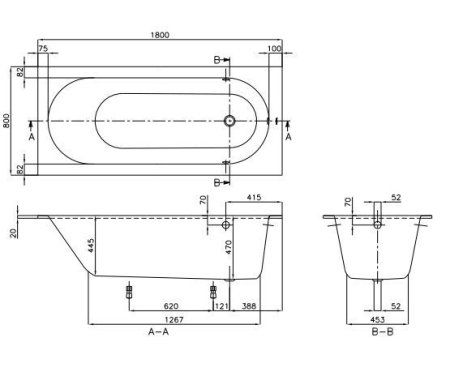 Ванна квариловая Villeroy & Boch Oberon UBQ180OBE2V-96 180х80 см, ярко-белая