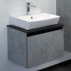 Тумба-умывальник COMFORTY "Эдинбург-60" бетон светлый с черной столешницей №8, с раковиной COMFORTY 9055RA-50