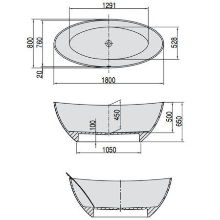 Ванна композитная Hoesch Namur 180х90 отдельностоящая
