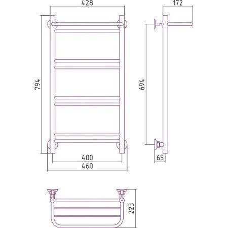 Полотенцесушитель водяной Стилье Версия-Н1 80х40 с полкой, хром