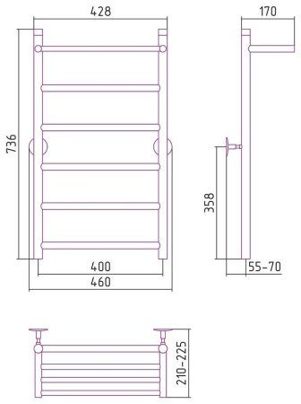 Полотенцесушитель водяной Стилье Универсал-54 80х40 с полкой, хром