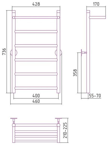 Полотенцесушитель водяной Стилье Универсал-54 80х40 с полкой, хром