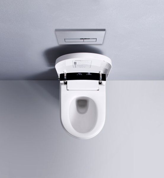 Электронный унитаз-биде подвесной с инсталляцией и черной матовой кнопкой TIMO (TЕ-751B)