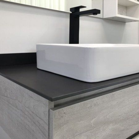Тумба-умывальник COMFORTY Comforty Прага-90 дуб белый со светло-серой столешницей с раковиной Comforty 78189