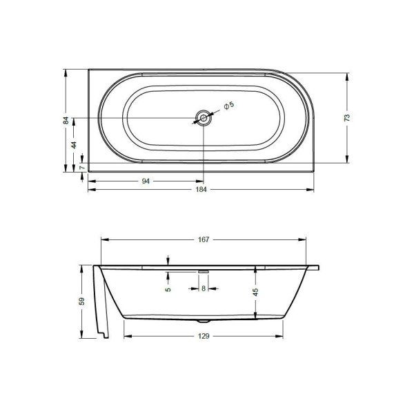 Ванна акриловая Riho Desire BD0500500000000 184x84 R
