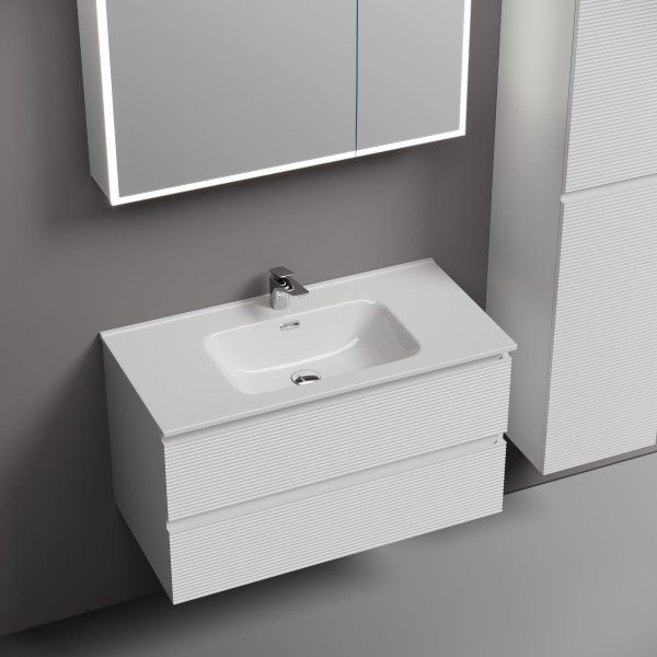 Тумба подвесная SANCOS Folk 890х445х500, c двумя ящиками оснащенными доводчиками, Bianco, FL90W