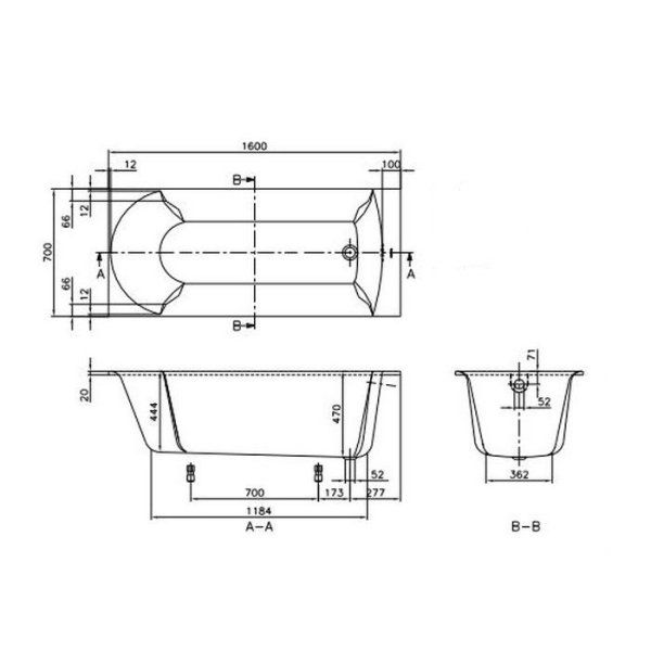 Ванна квариловая Villeroy & Boch Pavia UBQ160PAV2V-01 160х70