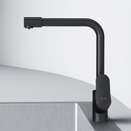 Смеситель для кухни с каналом для питьевой воды, AM.PM Like F8005722 L-излив, черный матовый