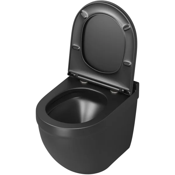 Унитаз подвесной Grossman GR-4483BMSQ безободковый, торнадо, с сиденьем микролифт, черный матовый