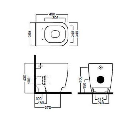 Чаша для унитаза приставного Hatria Fusion Q YXZK01