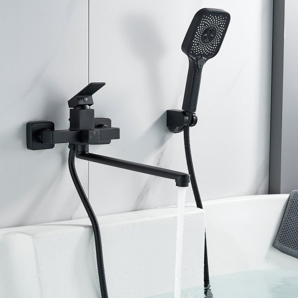 Смеситель для ванны Shevanik S9GS62WK2HMW, черный