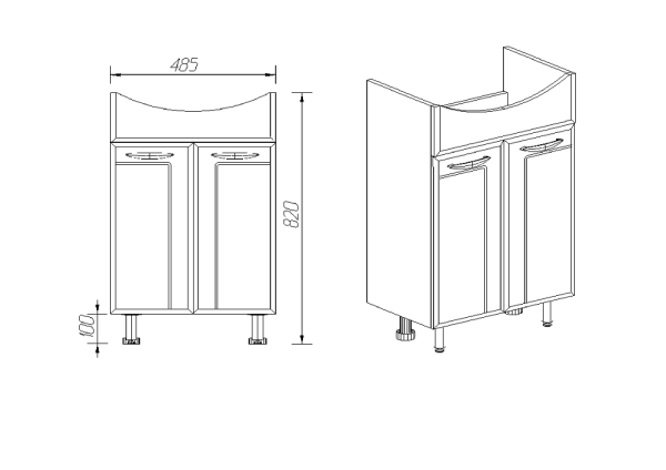 Тумба VIANT "Прага" Антик 55 2 ств 285х500х820 (VPRA55AN-T2ST)