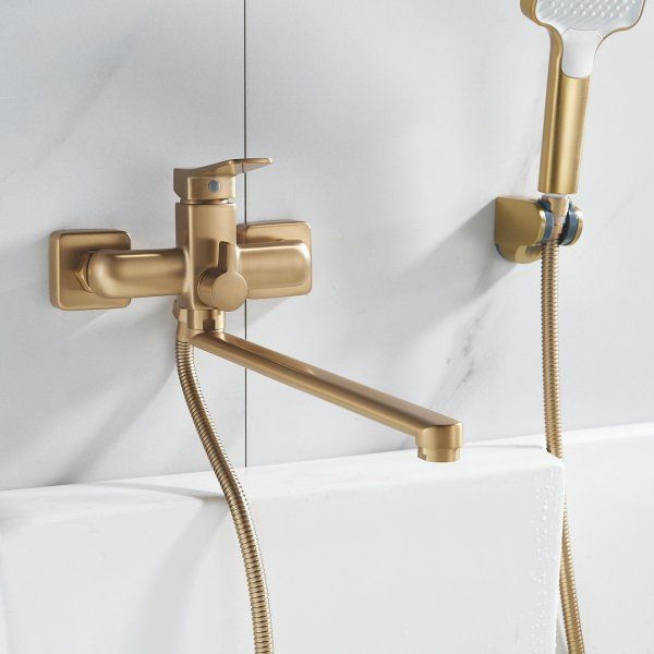 Смеситель для ванны Shevanik S99 S9IC92BH2GQM универсальный, золотой сатин
