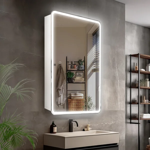 Зеркальный шкаф Style Line Каре СС-00002462 40x80 см L/R, с LED-подсветкой, сенсорным выключателем, диммером, белый