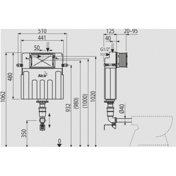 Смывной бачок скрытого монтажа AlcaPlast Basicmodul  AM112